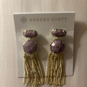 Kendra Scott Lavender and Gold Chain Earrings